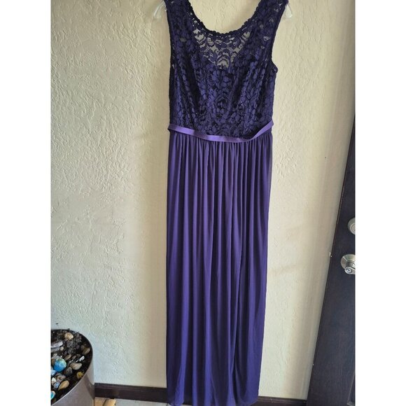 Davids Bridal Purple Lace & Chiffon Maxi Dress Size 10 - Picture 1 of 7